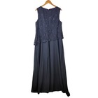 New Evening Party Dress Plus 18 18w Maxi Long Layered Prom Lace Chiffon Black