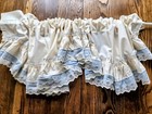 Vintage 80s Scalloped Valances Ecru   Blue Ruffled Lace Bows 17x75 - 3 Available