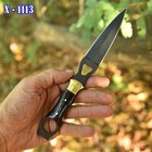 Double-edged Blade Dagger Boot Knife Survival Edc Full Tang With Leather Sheath