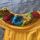 Artes Gloria Mexican Embroidered Huipil Dress Yellow Purple Cotton Women Size L