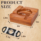 Premium Wooden Cigar Ashtray With Cigar Cutter  Large Cigarette Ash Tray Set Wit