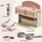Wooden Kids Coffee Maker Toy  Pretend Play Kitchen Set For Toddlers Boys Girls