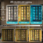 5-tier Display Cabinet Curio Storage Cabinet With 20 Color Lights   Glass Doors 