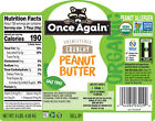 Once Again Organic  Crunchy Peanut Butter  No Salt  Unsweetened  9lb Bucket