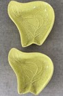 2 Vintage Mid Century Green Speck Marked    made In Calif 105    Ceramic Ashtrays