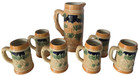 Vintage German Style Ceramic Beer Pitcher And 6 Matching Beer Mugs Made In Japan