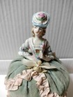 Antique Porcelain Head Pin Cushion 6 5 X 4 5 Inch