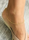 925 Solid Sterling Silver   14k Gold Plated 1mm Rolo Chain Anklet  10  - Ea75