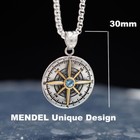Mendel Mens Womens Blue Cz Stone Nautical North Star Compass Pendant Necklace