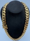 28    Yellow Gold 21mm Heavy Miami Cuban Link Chain Necklace Men   s 477g Hip Hop