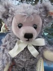 Vintage Steiff Teddy Bear Blue Gray Mohair Sea Bar Ear Button W Rare Disney Tag