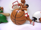 3 Vintage Burwood Plastic  Baseball Basketball Football Sports Wall Plaques 1991
