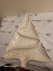Vintage Atlantic Mold White Ceramic Christmas Tree Divided Platter Tray Dish 