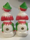 Lot Of 2 1970 Neon Day-glow Empire Christmas Vtg Blow Mold Elf On A Snowball