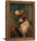 Vintage Canvas Wall Art Gold Frame Painting Picture Wall Decor 11 l X 9 w Dog