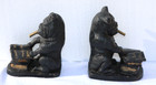 Lovely Vintage Pair Of Cigar Smoking English Bulldog Bookends Heavy Metal