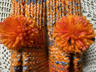 New Handmade Knitted Amish Slippers Bright Orange Mix Wms Lg Mans Med 9 3 4 