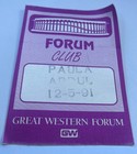 Paula Abdul Dec 5 1991 La Great Western Forum Club Concert Ticket Pass Badge