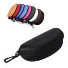 Portable Sunglasses Eyeglasses Case Zipper Hard Shell Box With Clip Black