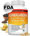 Organic Ashwagandha Capsules 1950 Mg  2 Pack  With Black Pepper Root Powder