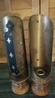 Copper Hand Held Chamber Taper Candle Holders Wood Base Black Handle Sconce