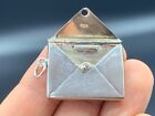 Vintage 925 Sterling Silver Envelope Stamp Case Holder Locket Chain Pendant Fob