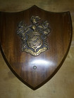 Vintage Wooden Plaque With Bronze Carey   Cary Coat Of Arms Vgc Rare