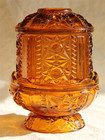 Indiana Glass Fairy Lamp Stars And Bars Amber No Damage Beautiful Color