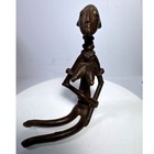 Vintage African Bronze Seated Female Figure Small Brown Tribal Art