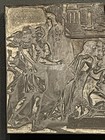 Antique Letterpress Printing Block Figural Scene Metal On Wood Broken