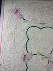 Vintage 1960 s Handmade Nursery Rhymes  Crib Quilt Pink Baby Name Birthdate Size