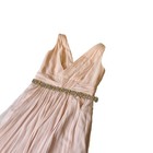 Dessy Collection Sleeveless Lux Draped Chiffon Front Slit Embellished Belt Dress