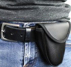 Chain Link Style Handcuffs Double Lock Hand Cuffs With Leather Pouch  2 Keys Bl