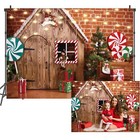 8x6ft Christmas Photography Backdrop Wooden House Scene Kids Studio Photo Prop