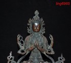 Old Tibet Buddhism Temple Bronze 4 Arms Chenrezig Kwan-yin Buddha Statue
