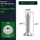 14 X 1-1 4 50 Pack Torx Flat Head Sheet Metal Screws  Stainless Steel 304 18-   