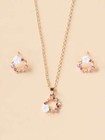 1pc Floral Arrangement Necklace   1pair Stud Earrings Jewelry Set Jewelry Gift