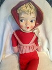 Vtg Christmas Elf Pixie Doll Plastic Face Hooded Posable Large Plush  38   