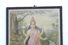 Old Vintage Photo Frame Original Ravi Varma Litho Print Goddess Laxmi