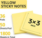 Yellow Sticky Notes  36 Pads  3x3 Inches Self-stick Note Pads