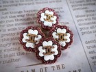 2pcs Stamped Chanel Cc Pink Rhinestone Gold   White Clover Button 22mm