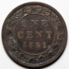 1891 Canada Large Cent  Large Date  Large Leaves  Obverse 2