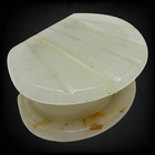 Vintage Banded Onyx Seashell Trinket Box Hinged Lid Jewelry Keepsake Stone Feet
