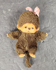 Vintage 1974 Monchichi Sekiguchi Mattel Plush Baby Monkey Doll Figure W bow 5 