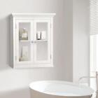 Removable Wooden Wall Cabinet W  Glass Doors Adjustable Shelf Indoor Storage New