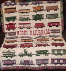 Vintage Model Railroads Fringed Blanket 72  X 48 