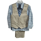 Izod 4 Piece Kids Formal Pant Suit 3t Pant  Dress Shirt  Tie  Vest Blue   Tan