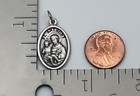 Catholic Saint Anthony   Sacred Heart Of Jesus Silver Tone Religious Medal Italy