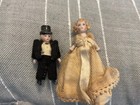 Antique 1920   s Jtd   Dollhouse Mignonette Bisque German Bride   Groom Couple Vgc