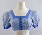 Vtg 40s Playsuit 2 Piece Skirt W  Knit Shorts   Crop Top - Blue White Stripe - S